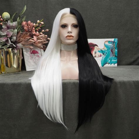 half black white wig|off black half wigs.